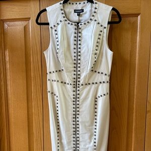 White Bebe Leather Dress with Studs